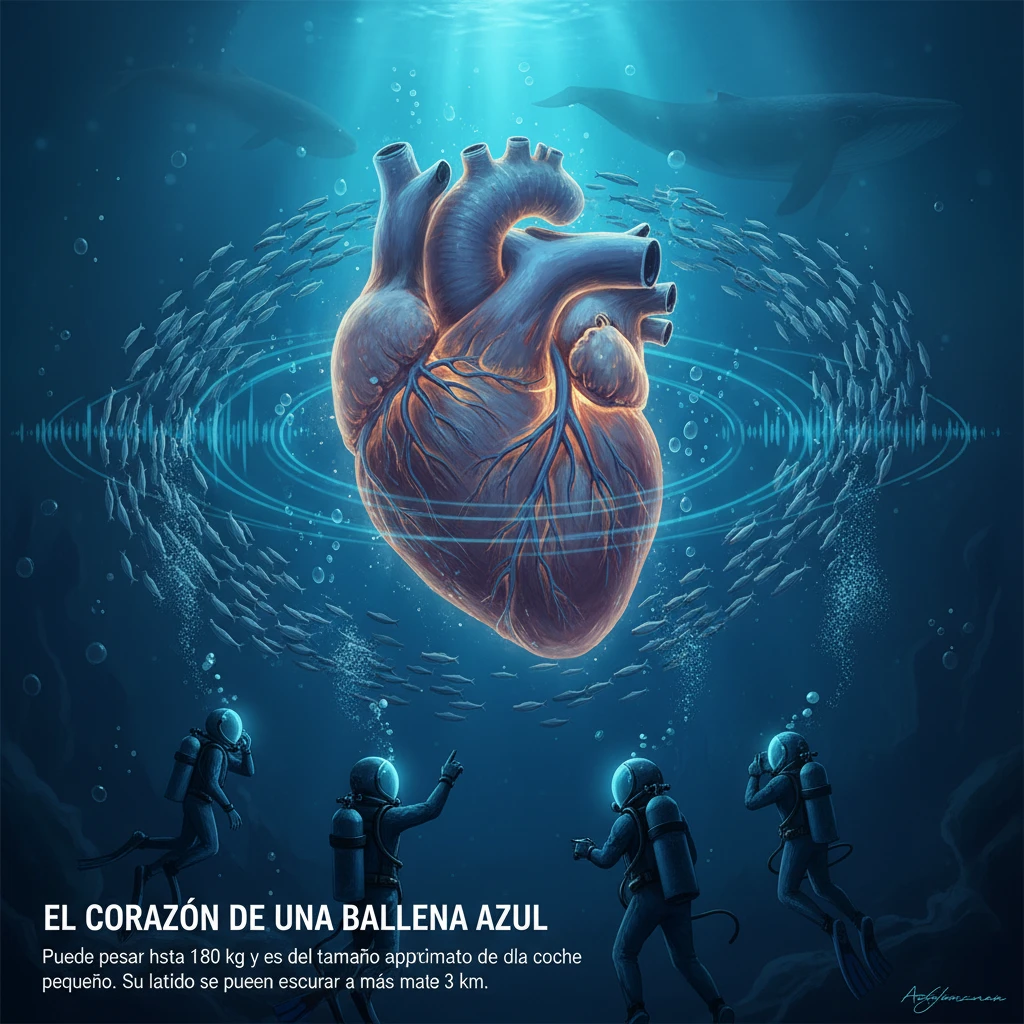 El corazón de una ballena azul es tan grande como un coche