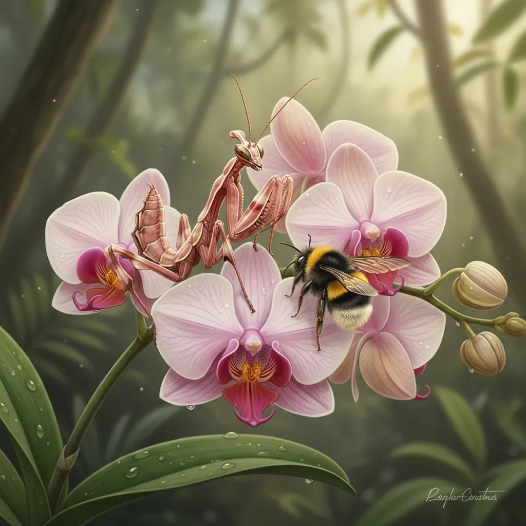 La Mantis Orquídea: El Engaño Floral que Esconde un Depredador Letal
