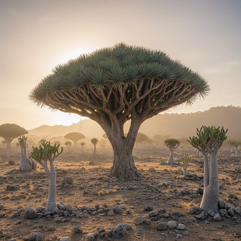 El Árbol Sangre de Dragón: El Misterioso Gigante de Socotra que Llora Resina Roja