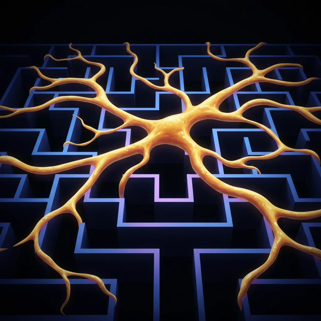 El "Cerebro" de Moho: Cómo un Organismo Unicelular Resuelve Laberintos y Optimiza Redes Mejor que Algunos Algoritmos
