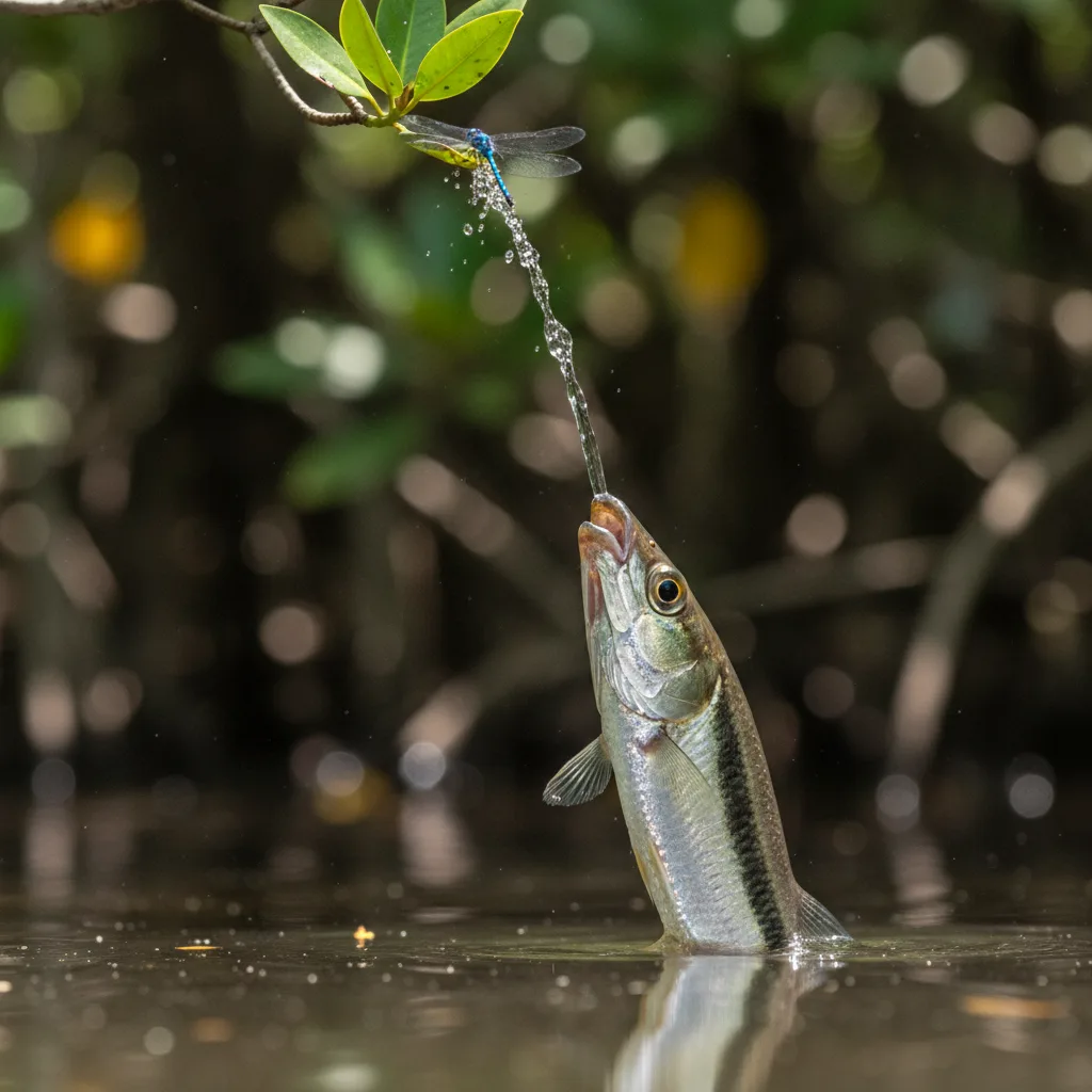 El Pez Arquero: El Tirador Acuático que Derriba Insectos con Chorros de Agua a Distancia