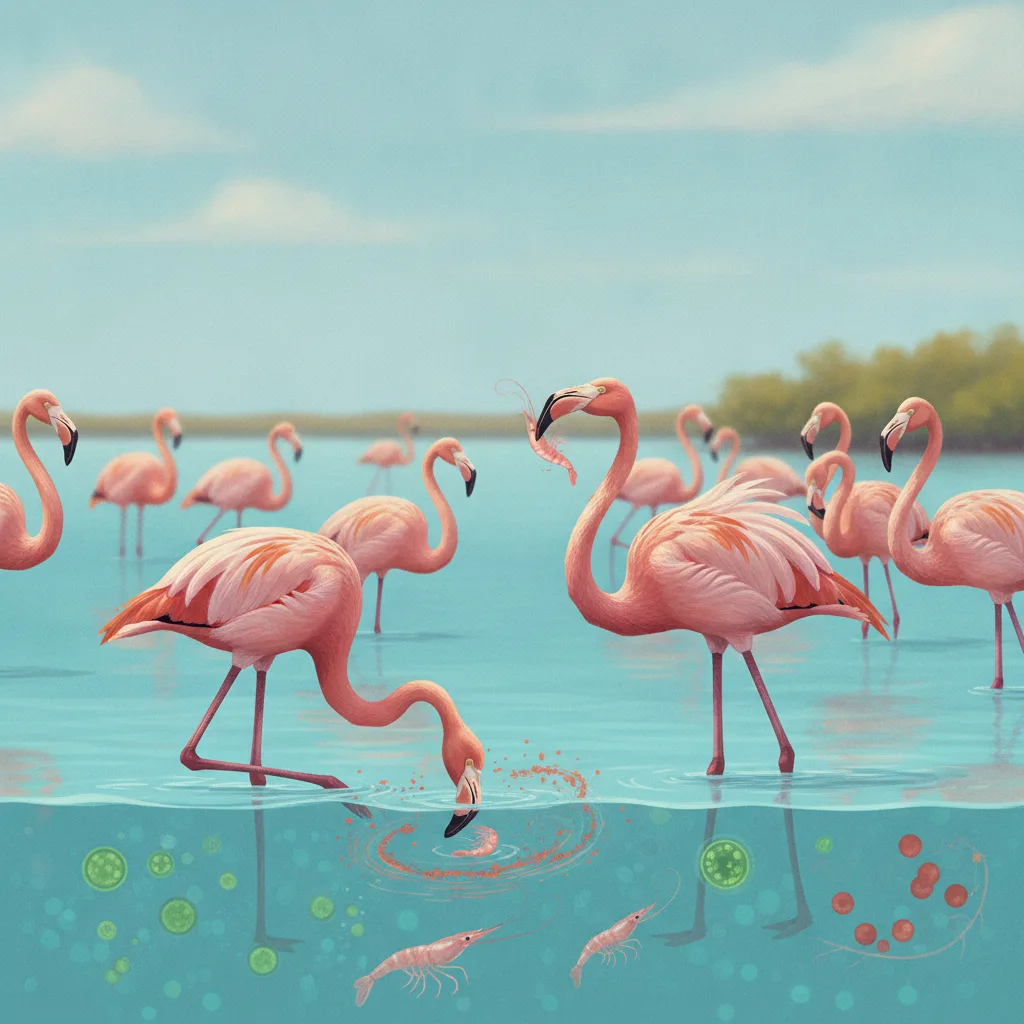 Los flamencos son rosados por su dieta de camarones