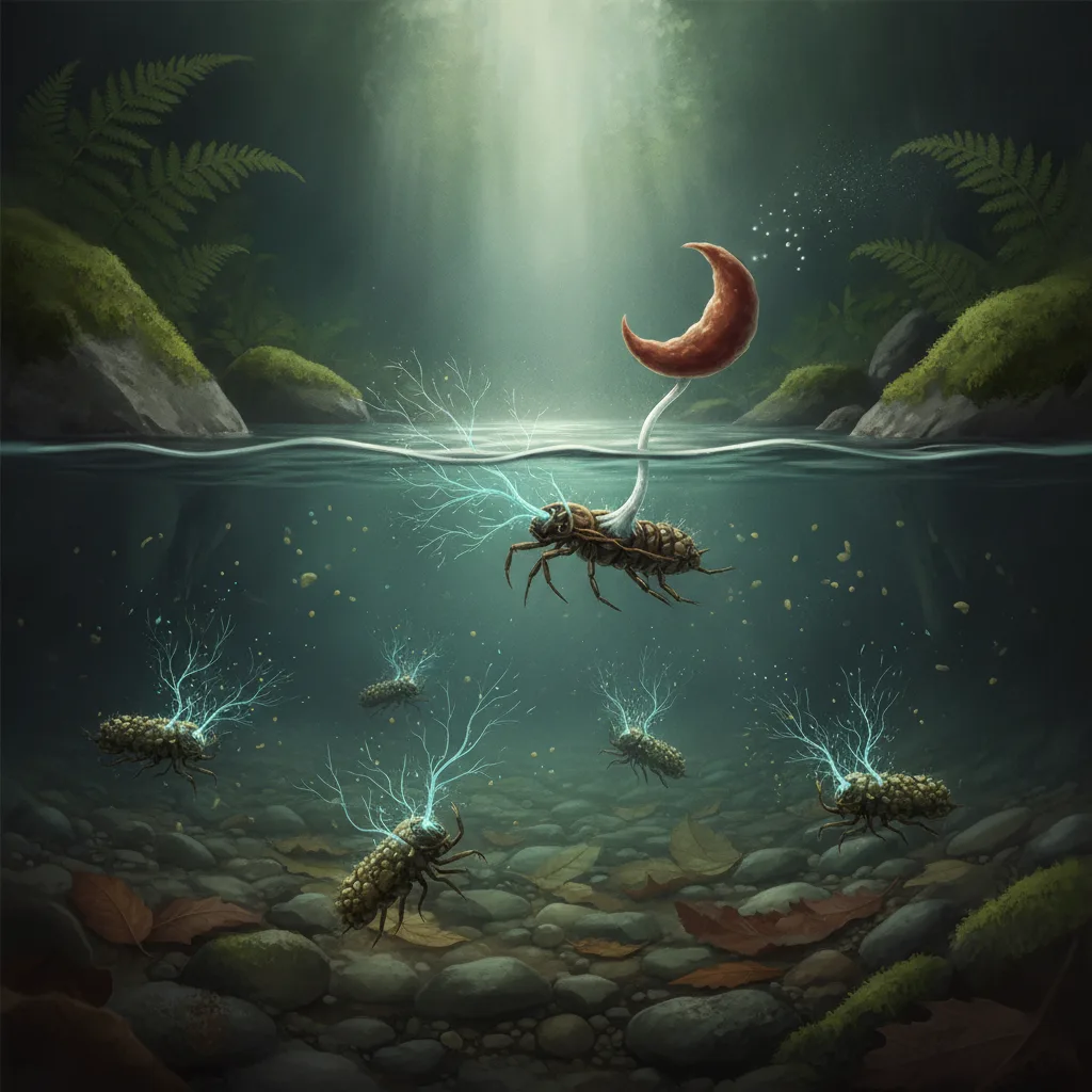 El Hongo que Conquista Ríos: Cómo el Ophiocordyceps Lunatus Convierte a las Moscas Acuáticas en Zombies Submarinos