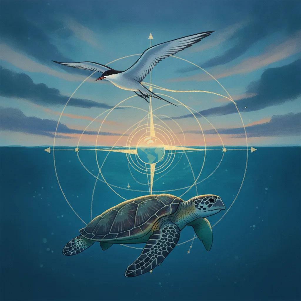 La Brújula Oculta: Cómo Aves y Tortugas Sienten el Campo Magnético Terrestre para Navegar Miles de Kilómetros