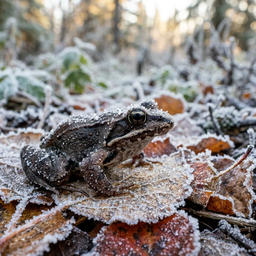 La Rana de Bosque: El Asombroso Anfibio que se Congela Vivo y Detiene su Corazón Durante Meses