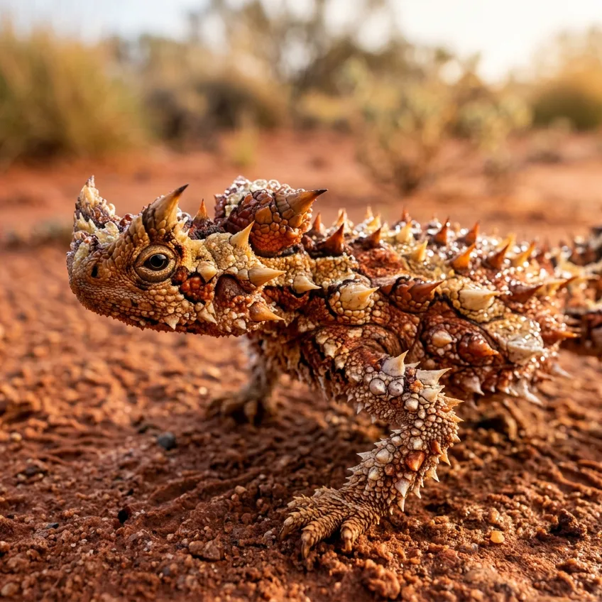 El Diablo Espinoso: El Lagarto del Desierto que Bebe Agua a Través de sus Patas
