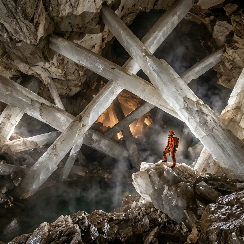 La Cueva de los Cristales de Naica: El Horno Subterráneo que Forjó Vigas de Selenita de Doce Metros