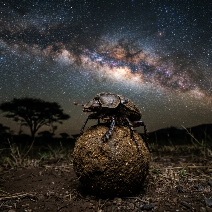 El Escarabajo Pelotero Africano: El Asombroso Insecto que Navega Guiado por la Vía Láctea