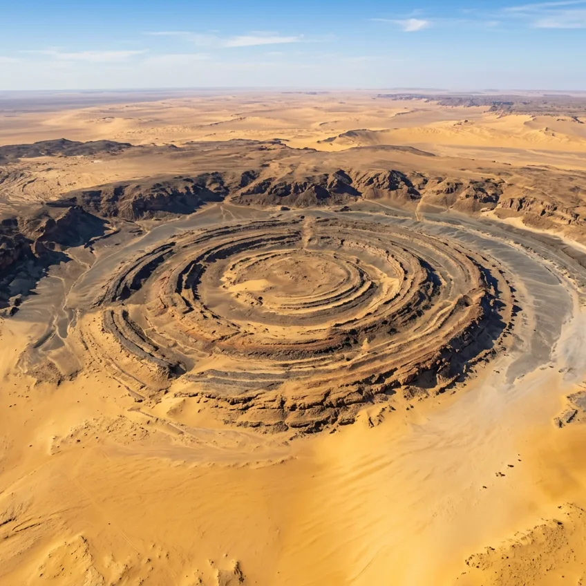 La Estructura de Richat: El Asombroso 'Ojo del Sahara' Forjado por un Domo Magmático Fallido