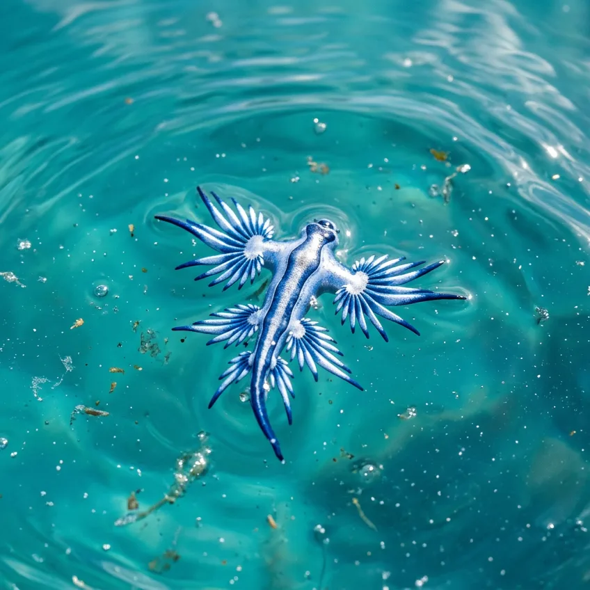El Dragón Azul: El Molusco Marino que Roba y Multiplica el Veneno de la Carabela Portuguesa