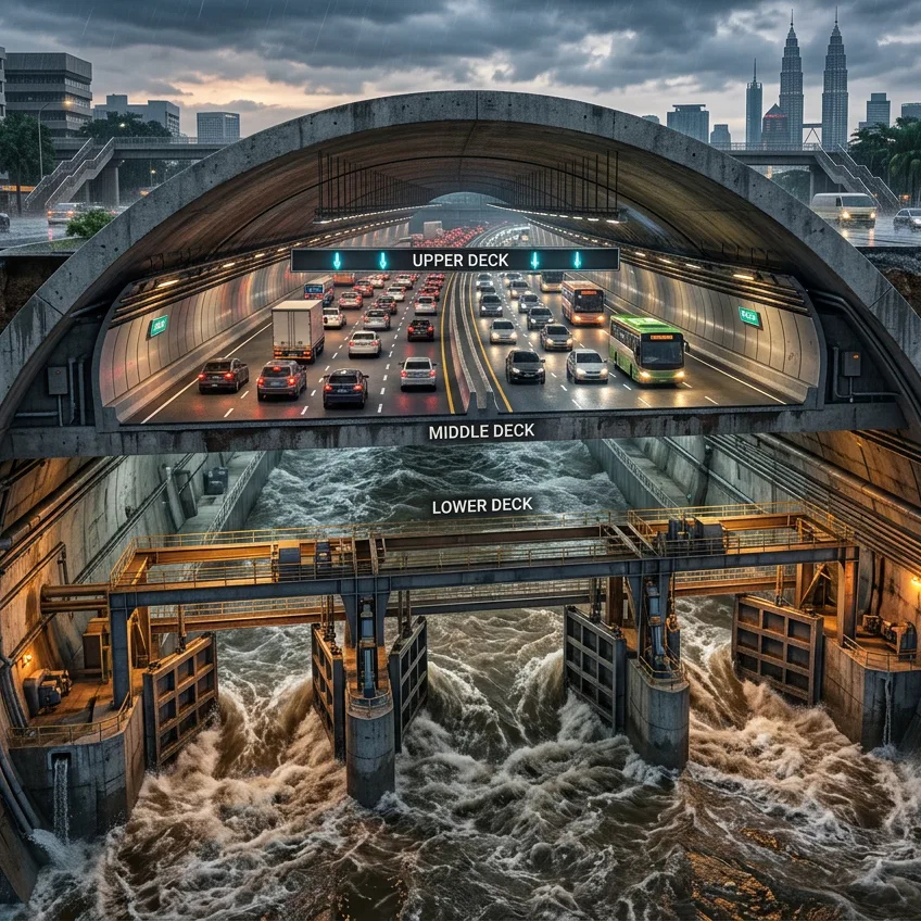 El Túnel SMART de Kuala Lumpur: La Autopista Subterránea que se Inunda a Propósito para Salvar una Ciudad