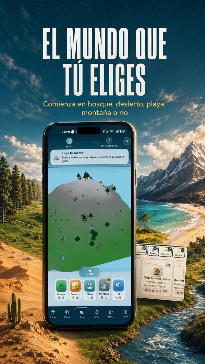 Eco-juego de Myland con un terreno en desarrollo y distintos biomas